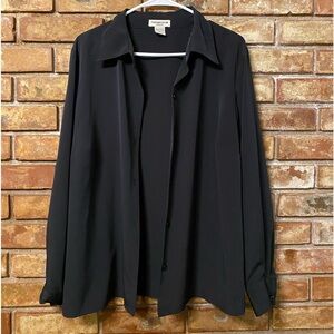 Notations silky black button down blouse size X